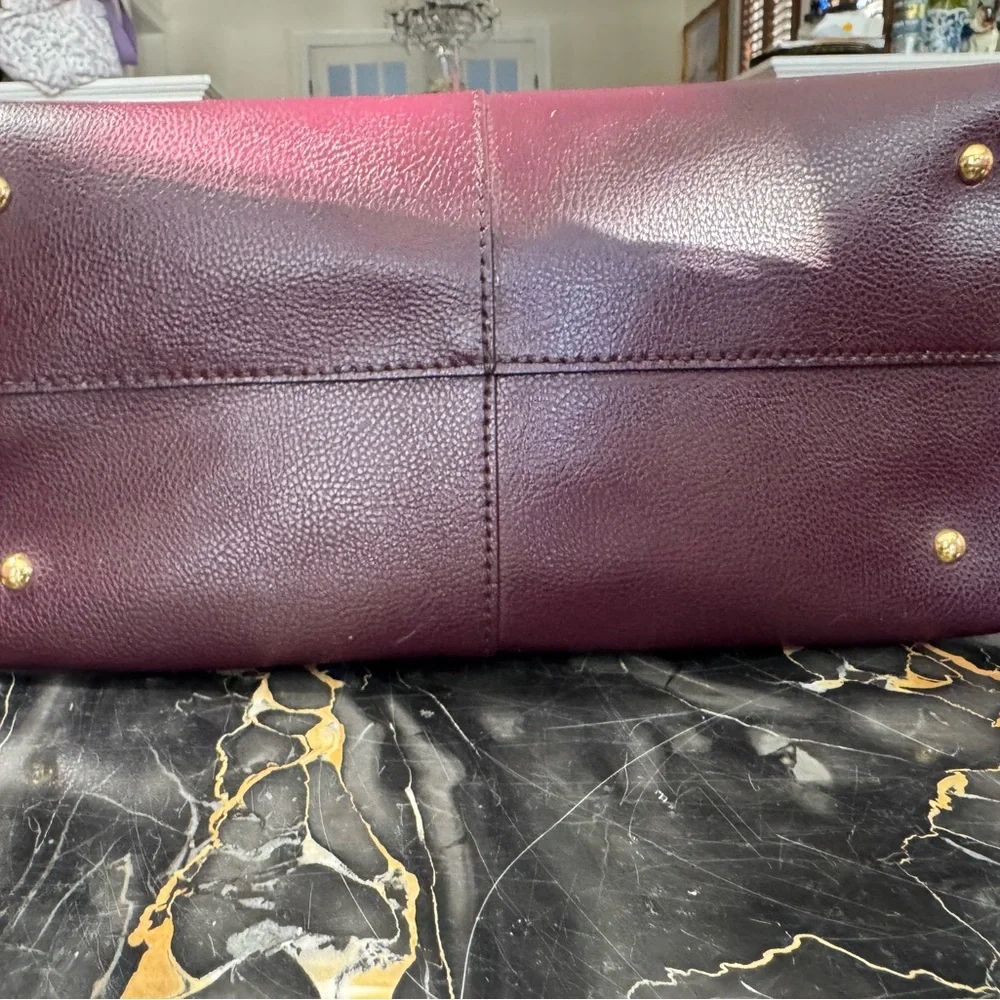 Brownish/maroon Ralph Lauren Cowhide Leather Studded Tote Bag - Picture 10 of 13